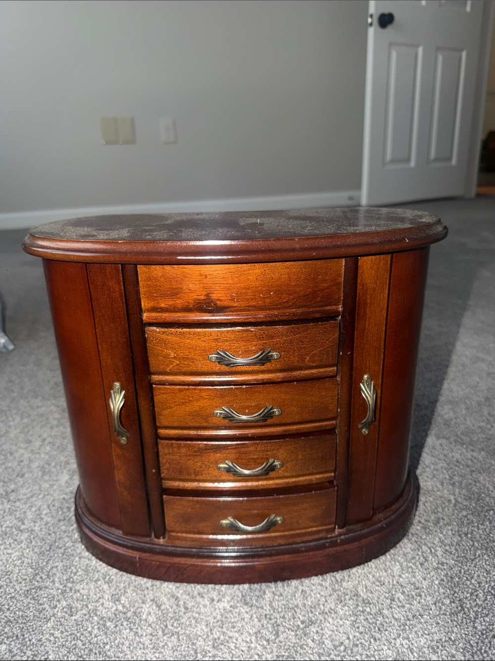 Wood Grain Brown Jewelry Organizer Chest with Drawers